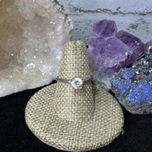 Silver ring with clear stone size 7